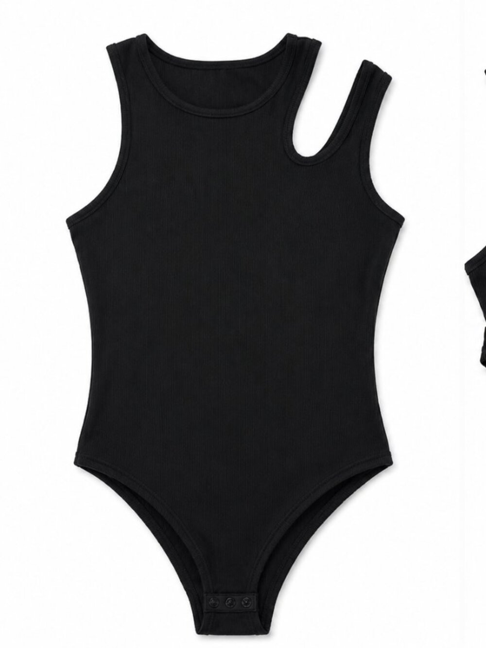 SHEIN Black Ribbed Sleeveless Bodysuit Size Large Minimalist Basic